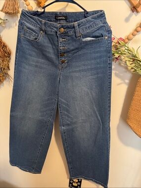 d. jeans Blue High-Rise Button-Fly Cropped Jeans